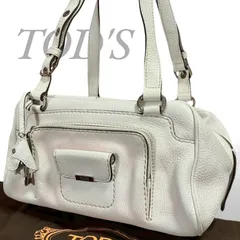 【MY0581】【訳あり】Tod's トッズ トートバッグ ハンドバッグ ミニボストン 肩掛け 手提げ 鞄  レザー ホワイト ファスナー レディース