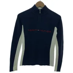 【中古】　TOMMY HILFIGER　ジップアップセーター　プルオーバー　ハーフジップ　ハイネック　ブランドロゴ　刺しゅう　古着　/1904