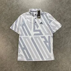 未使用 adidas アディダスゴルフ ゴルフウェア 半袖 ボタンダウン ポロシャツ 幾何学柄 総柄 グレー メンズ タグ付きのサムネイル