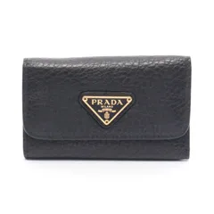 プラダ PRADA キーケース トライアングルロゴ 6連 ブラック レザー トライアングルロゴ 6連キーケース レディース Used A