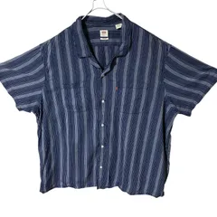 CHM Levi’s 半袖シャツ ストライプ 開襟 オープンカラー XXL リラックスフィット ネイビー コットン系 メンズ レディース ユニセックス 古着