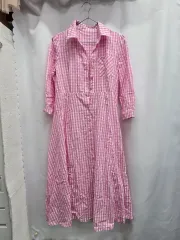 ピンク チェック シャツ ロング ONE PIECE