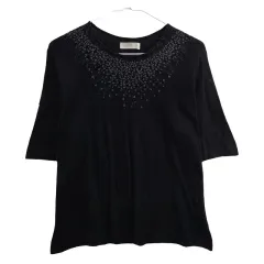 ヴィンテージ ブラック ビーズ 半袖 Tシャツ L MADE IN JAPAN