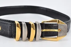 Gianni Versace ジャンニヴェルサーチ ベルト クロコ型押し レザー 革 メデューサ ゴールド シルバー 金銀コンビ メンズ 男性のサムネイル