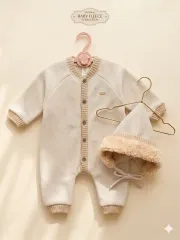 80 赤ちゃん 起毛 宇宙服 帽子 セット