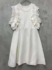 evelyn エブリン オープンショルダー Aライン パールボタン フリル袖 ワンピース sizeF/ホワイト ■◆ レディース