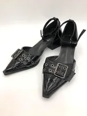 HiNT ヒント WHO’S WHO gallery 合成皮革 ベルトストラップミュール パンプス size37/黒 ■■ レディース