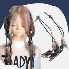 パッチンエクステ2本セット　エスニック　アジアン　フェザー　フェス　ライブ参戦