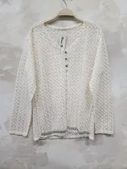 Roma R スリット ニット カーディガン アイボリー