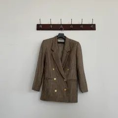 ヴィンテージ CHECK ウール ダブル ブレーザー ジャケット