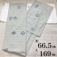 A-0291 綿 白 渦巻き 亀 着物 浴衣 夏着物 ゆったり - メルカリ