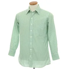 【中古】ドレイクス DRAKES EASYDAY コットン ストライプ レギュラーカラー ドレスシャツ グリーンxホワイト【サイズ39】【メンズ】のサムネイル