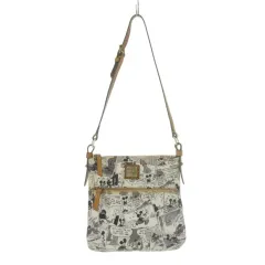 ドゥーニーアンドバーク DOONEY&BOURKE × ディズニー Disney ディズニースケッチ ショルダーバッグ レザー 本革 白 ホワイト コミック柄 /CK46 ■GY59