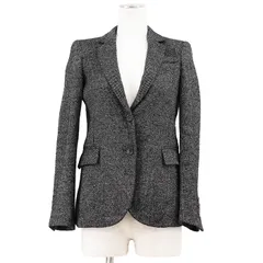 SALE【美品】GUCCI グッチ テーラードジャケット サイズ 36 レディース ストレッチ ウール × シルク × ナイロン 2B ノッチドラペル ノーベント アウター モノトーン イタリア製のサムネイル