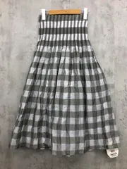美品 Dessin UNTITLED デッサンアンタイトル チェック ウエストゴム 洗える リバーシブル シャーリング スカート sizeS/グリーン/グレー ■◆ レディース