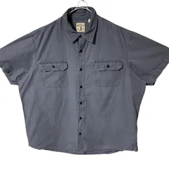 CHM RED HEAD 半袖ワークシャツ グレー コットン 無地 シンプル ボックスシルエット ビッグサイズ 2XL アメカジ ワーク メンズ レディース ユニセックス 古着