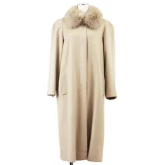 SALE【美品】BALMAIN バルマン コート カシミヤ100%メルトン サイズ 11 レディース フライフロント 比翼仕立て ファー取り外し可 ロング アウター ベージュ 日本製のサムネイル