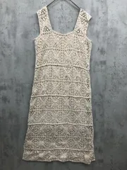 Bab バブ 5410282 大人気 スクエアネック クロシェ編み フラワーモチーフ クロシェロング ワンピース sizeXS/ベージュ ■■ レディース