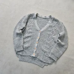 実寸確認 ヴィンテージ レディース ケーブル ニット カーディガン 0407Y