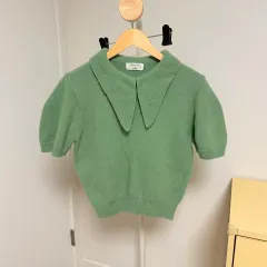 ビック襟ポロシャツニット グリーン