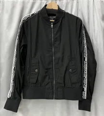 MICHAEL KORS マイケルコース ジップアップ ロゴテープボンバージャケット サイズXS 黒 ブラック OF4207W67F