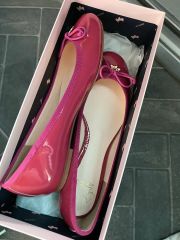 PRADA パンプス バレエシューズ プラダ フラット ピンク 38 リボン PRADA(プラダ)ピンクパテントリボン付きパンプス38 1/2 VERNICE2 - ella