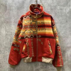 70-80s PENDLETON 総ネイティブ柄ジップアップブルゾン size M レッド ペンドルトン 
