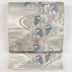 A2 夏物 菖蒲の花 金銀糸 六通 正絹 薄物 絽 紗 フォーマルな袋帯