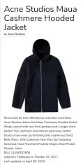 Acne Studios アクネストゥディオズ Maua カシミア フード ジャケットのサムネイル