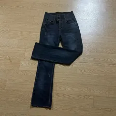 ダブルボタン ハイウエスト ブーツカット デニム ズボン mサイズ
