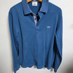 LACOSTE ダークブルーポロシャツ US M - メルカリ