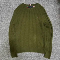 (S) トミーヒルフィガー ケーブル ニット オリーブ