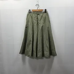 Karl Lagerfeld カールラガーフェルド フレア ロング丈スカート 55 カーキ Aライン スカート レディース スカート