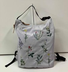 glanta スーパーハッカ ボタニカルアート 花柄刺繍 バック 黒 ブラック 