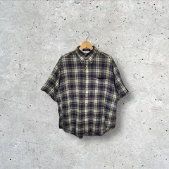 90's vintage 90年代 ヴィンテージ TOMMY HILFIGER トミーヒルフィガー フラッグタグ オールドトミー チェック柄 半袖シャツ ボタンダウンシャツ ワンポイント刺繍 オーバーサイズ ビッグサイズ タイ製 Lサイズ マルチカラー