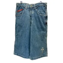 【中古】　DOG TOWN　ハーフパンツ　短パン　ショートパンツ　ボトムス　デニム　ジップフライ　ワンポイント　ブランドロゴ　刺しゅう　オーバーシルエット　日本製　ストリート　古着　/2010のサムネイル