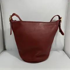 【中古】COACH USA製 レザーショルダーバッグ レッド 9085 R-C コーチ[24]