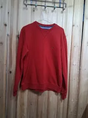 トミーヒルフィガー レッド スウェット Tシャツ (M)