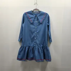 1289 BEAN POLE ビーンポール キッズ カラ（カラ） ONE PIECE 140 ブルー フリル ONE PIECE 女の子 春 秋