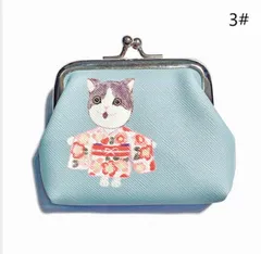 がま口 小銭入れ コインケース ミニ財布 猫柄  ３
