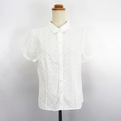 レリアン Leilian CARA O CRUZ ブラウス シャツ 半袖 刺繍 コットン 9 ホワイト ※EKM