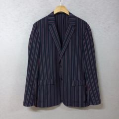 ZARA テーラードジャケット 紺色 ストライプ トリコロール L相当 洗濯