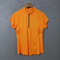 B4-1/ARC'TERYX アークテリクス オレンジ色 ストライプ ハーフジップ Tシャツ レディース Mサイズのサムネイル