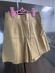 ベージュ ハーフパンツ レディース リネン ズボン