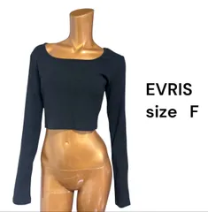 No.363 (♡)EVRIS  ショート丈 トップス 無地 BLACK  黒のサムネイル