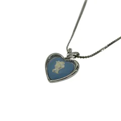 WEDG WOOD(ウェッジウッド) ネックレス美品  ジャスパー シルバー×ライトブルー×白 ハート