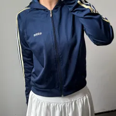 L アディダス ネイビー ジャージ フードジップアップ