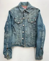 トゥルーレリジョン トラッカー デニムジャケット デニム ダメージ ウォッシュ