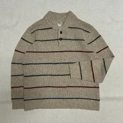 L.L.Bean ストライプ ヘンリーネック セーター