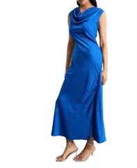 ウエアハウス レディース トップス ワンピース サテン Warehouse Cowl Biasatin Button Detail Dress Cobalt コバルトのサムネイル